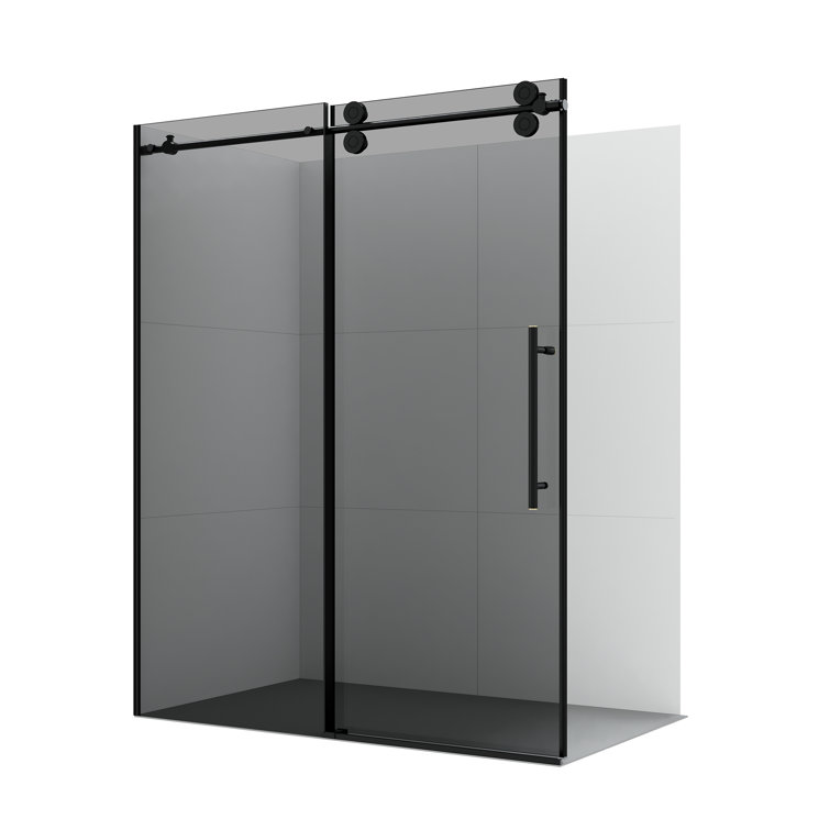 Echarri 64" Wide Matte Black Frameless Sliding Shower Door