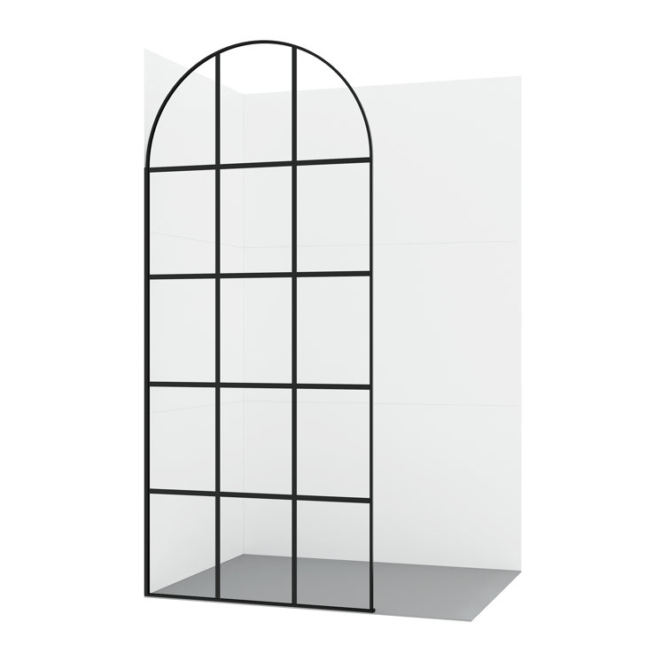 Arched Matte Black and Clear Glass Frameless Shower Door