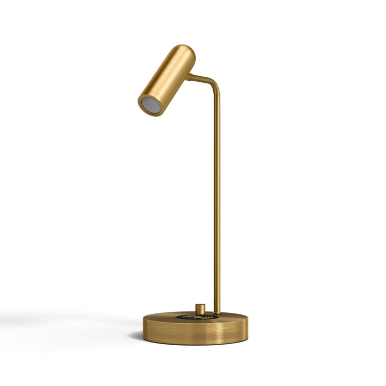 AdessoCharge 17" Antique Brass LED Desk Lamp with Wireless Charging