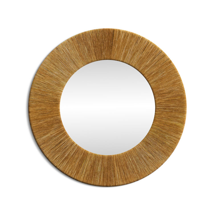 Natural Rope Round Wall Mirror with Glass Center