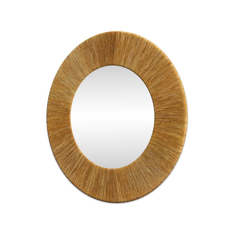 Natural Rope Round Wall Mirror with Glass Center