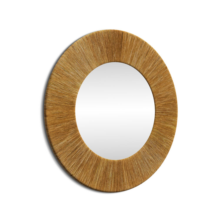 Natural Rope Round Wall Mirror with Glass Center