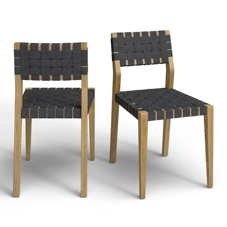 Charcoal Upholstered Oak Wood Side Chair