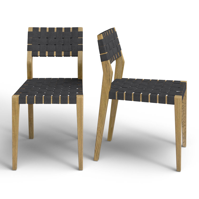 Charcoal Upholstered Oak Wood Side Chair