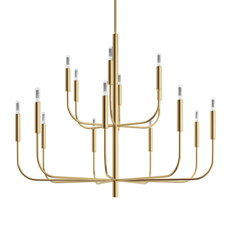 Burnished Brass 15-Light Tiered Candle Chandelier