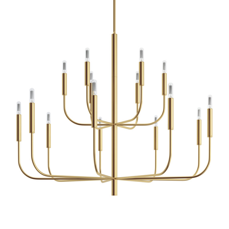 Burnished Brass 15-Light Tiered Candle Chandelier