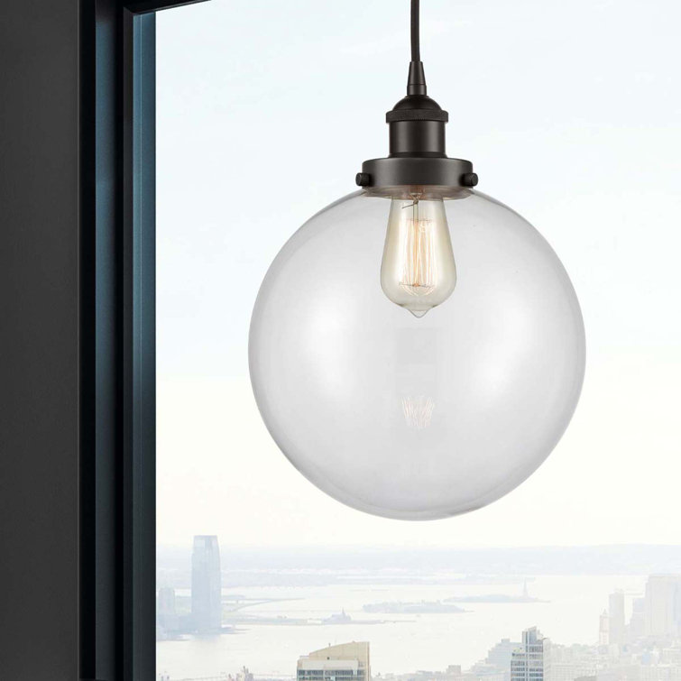 Edison Mini Globe Pendant Light in Matte Black with Clear Shade