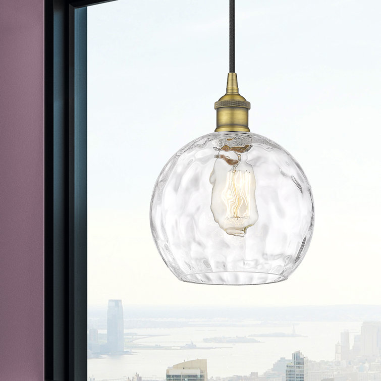 Athens Brushed Brass Mini Globe Pendant Light with Clear Glass Shade