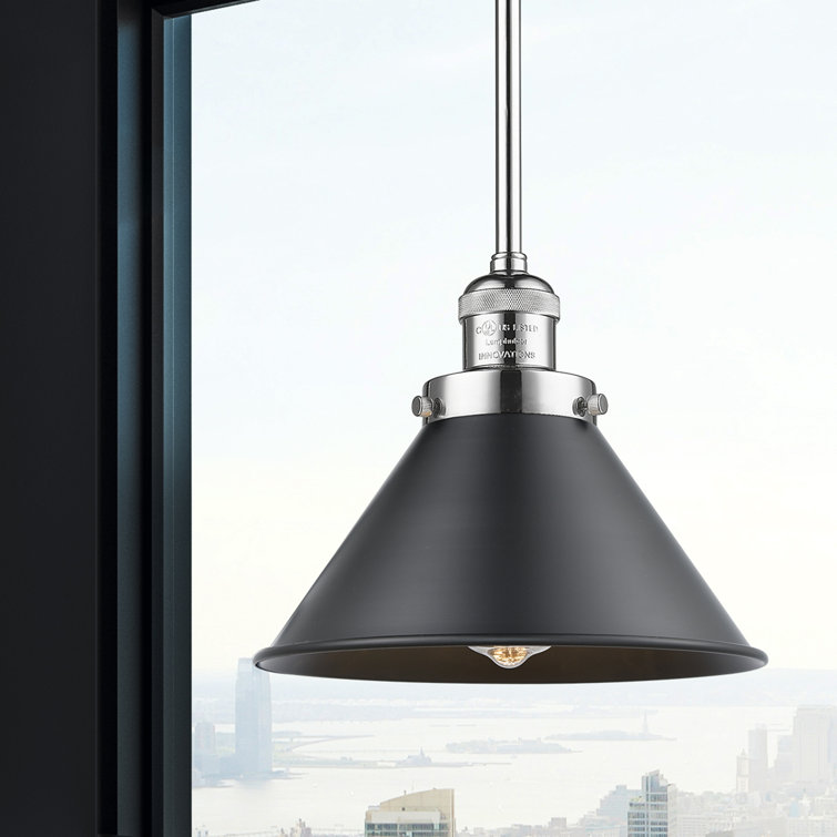 Polished Chrome Mini Pendant Light with Black Shade