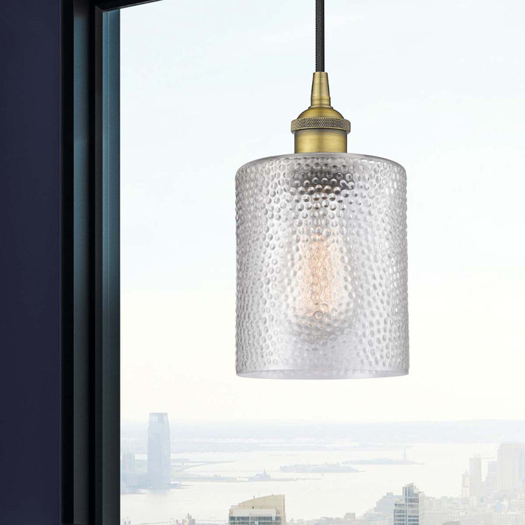 Brushed Brass Mini Drum LED Indoor/Outdoor Pendant