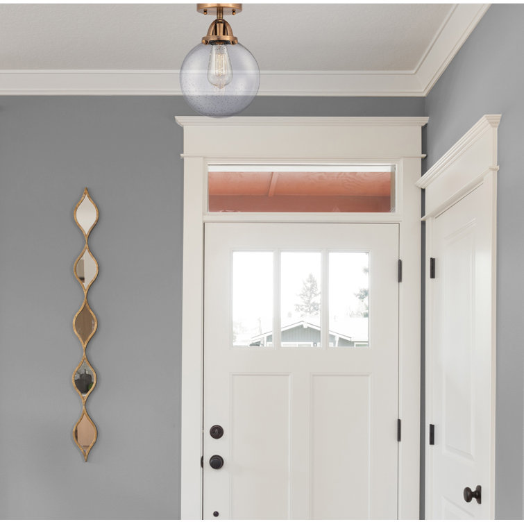Nouveau Beacon 11'' Antique Copper & Seedy Glass Semi-Flush Mount