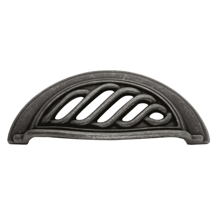 Matte Black Iron Rustic Cup Cabinet Pull with Mounting Hardware