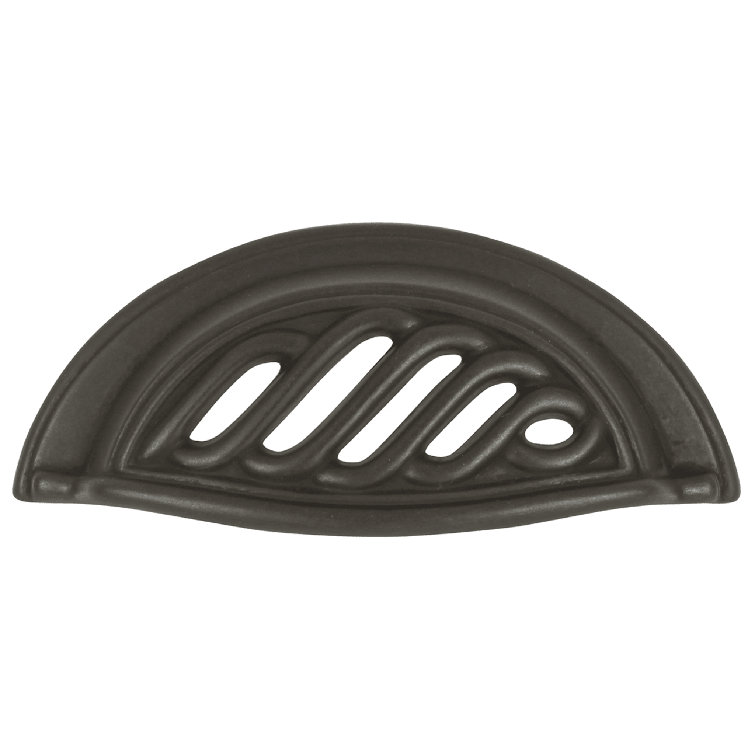Matte Black Iron Rustic Cup Cabinet Pull with Mounting Hardware