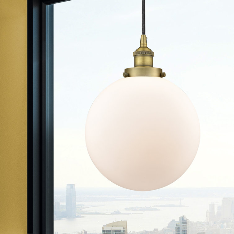Edison Mini Globe 13'' Brushed Brass Pendant with Matte White Shade