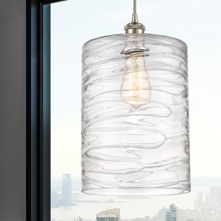 Mini Drum 14'' Satin Nickel Indoor/Outdoor Drop Pendant