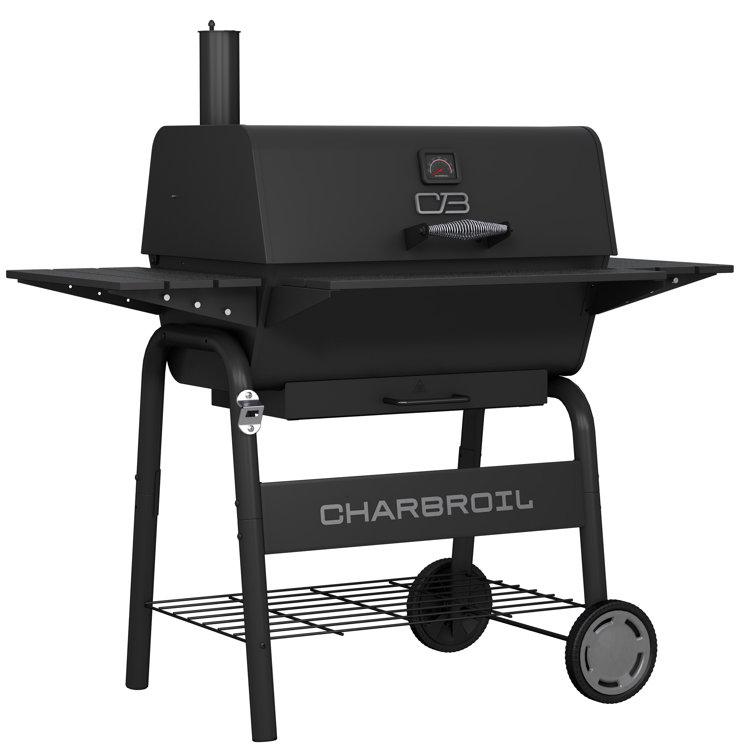 Charcoal Barrel Grill with Smoker and Cast Iron Grates
