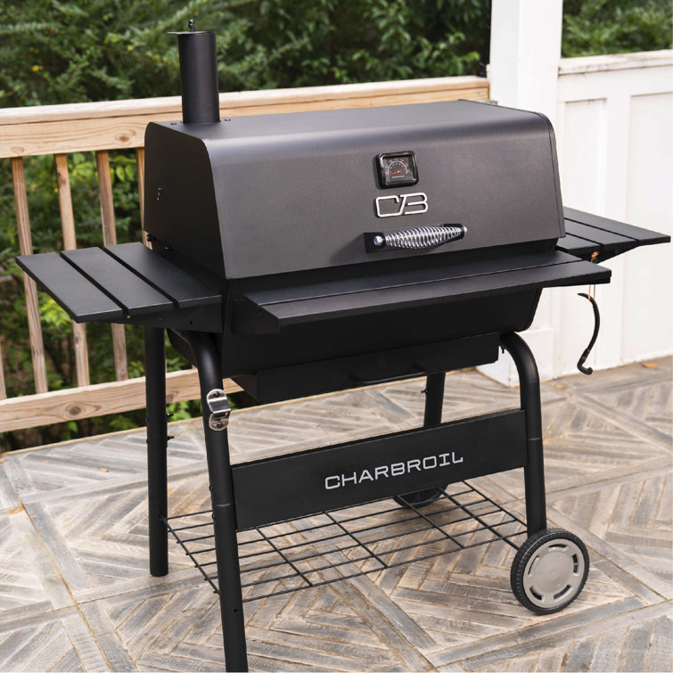 Charcoal Barrel Grill with Smoker and Cast Iron Grates