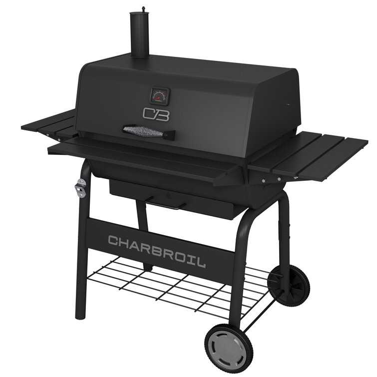 Charcoal Barrel Grill with Smoker and Cast Iron Grates