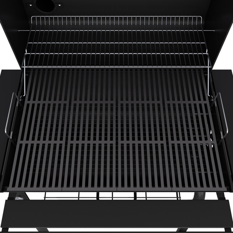 Charcoal Barrel Grill with Smoker and Cast Iron Grates