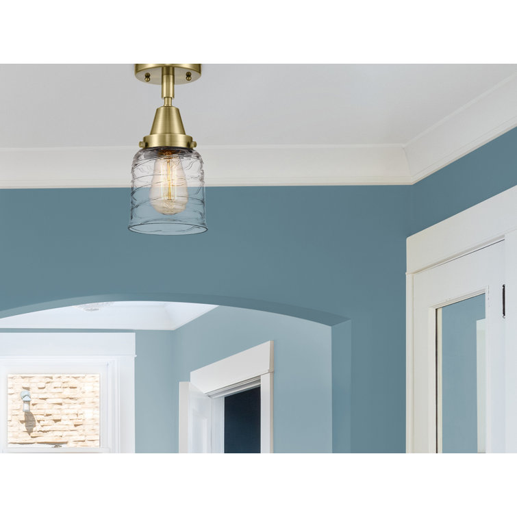 Antique Brass Bell 10" Glass LED Flush Mount for Indoor/Outdoor