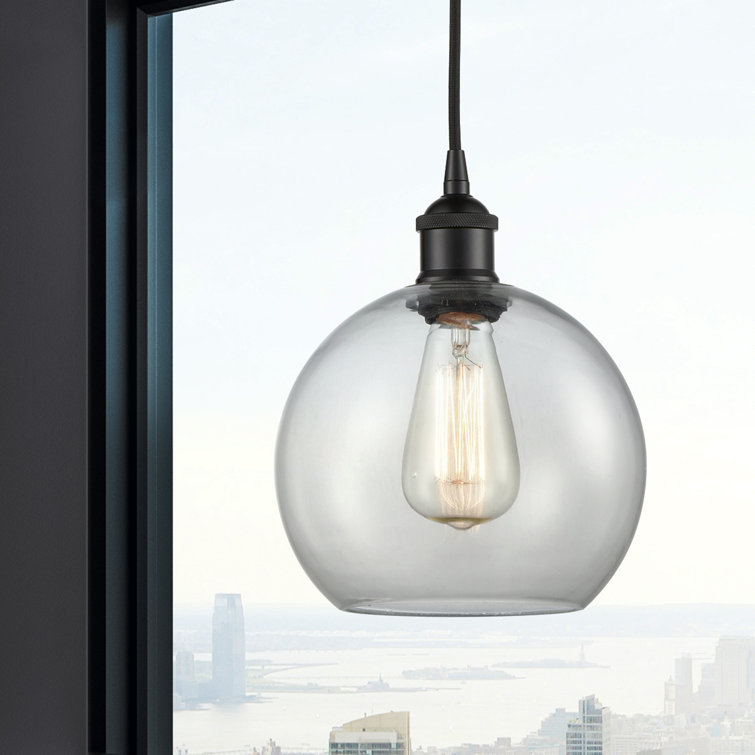 Matte Black Mini Pendant Light with Clear Glass Shade