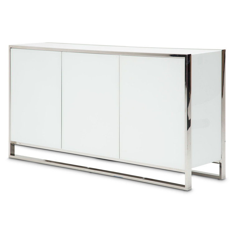 Glossy White 72'' Modern Sideboard with Metal Frame