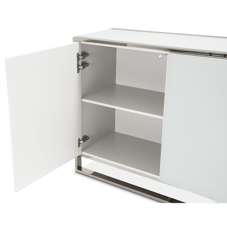 Glossy White 72'' Modern Sideboard with Metal Frame