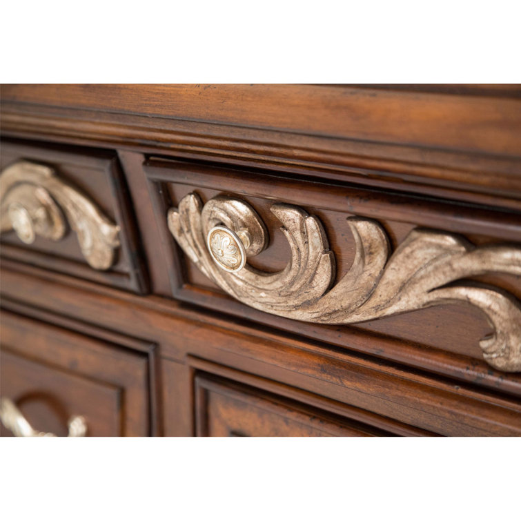 Elegant Transitional 70.5" Light Espresso Dresser with Mirrored Accents