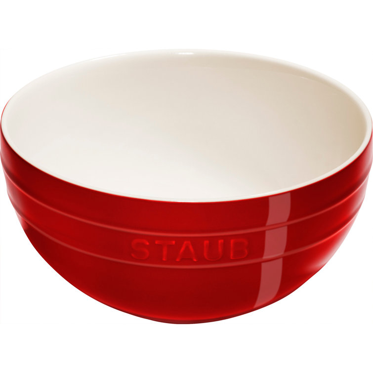 Cherry Red Ceramic 2-Piece Nested Mixing Bowl Set