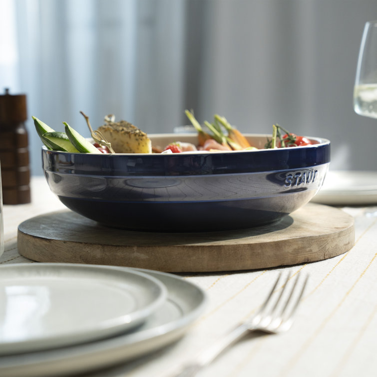 Staub Dark Blue Ceramic 11-inch Shallow Serving Bowl