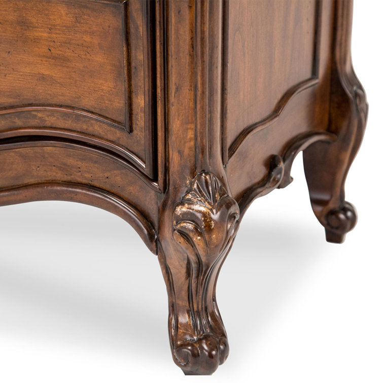 Elegant Light Espresso Double Dresser with Mirrored Accents
