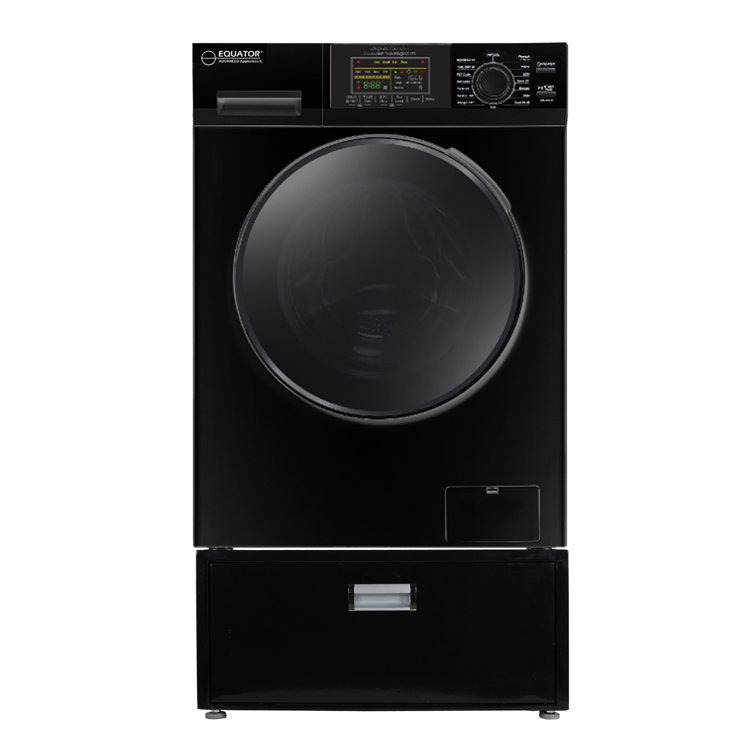 Black 1.62 cu. ft. Smart Electric All-in-One Washer Dryer with Pedestal