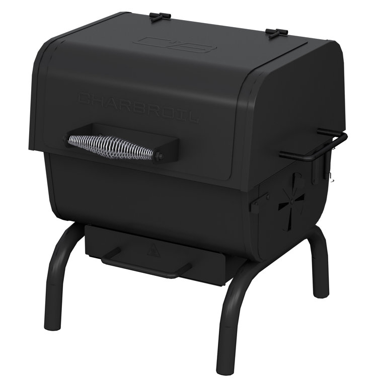 Charcoal Black Portable Tabletop Grill with Smoker