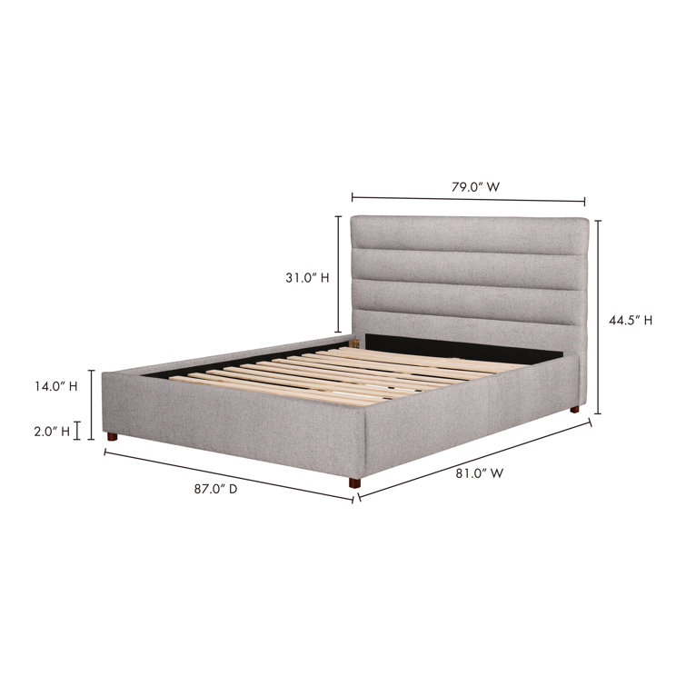 Transitional Gray Velvet Tufted Queen Platform Bed with Pine Frame