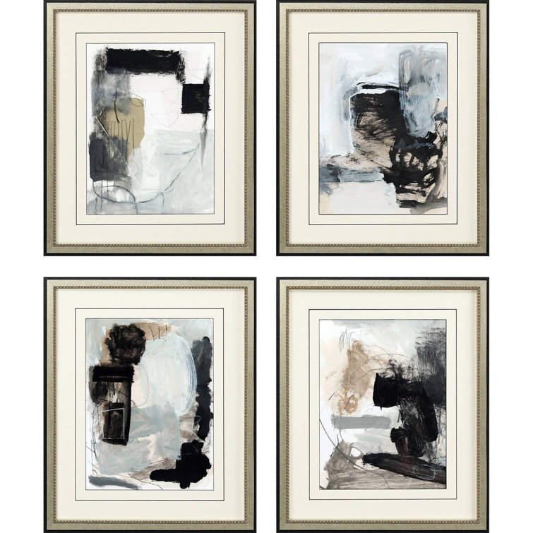 Malanta Knowles Abstract Print Set in Distressed Silver Leaf Frame