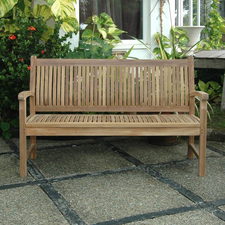 Sahara Elegantly Curved 3-Seater Natural Teak Outdoor Bench