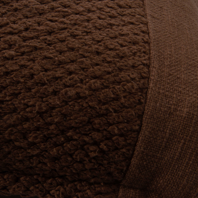 Brown Cotton Slub Fringed Square Throw Pillow
