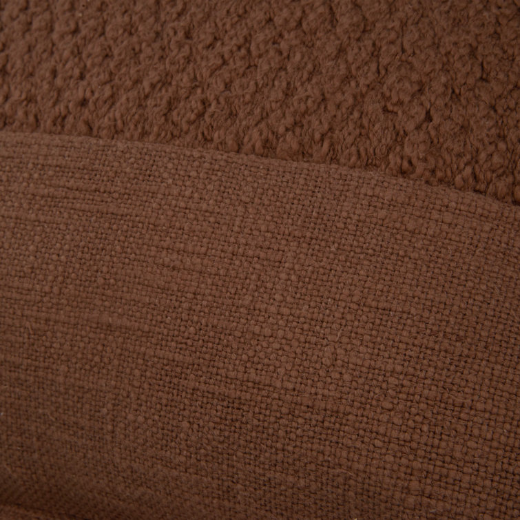 Brown Cotton Slub Fringed Square Throw Pillow