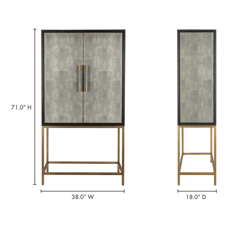 Trent 38" Gray Solid Oak Contemporary Bar Cabinet