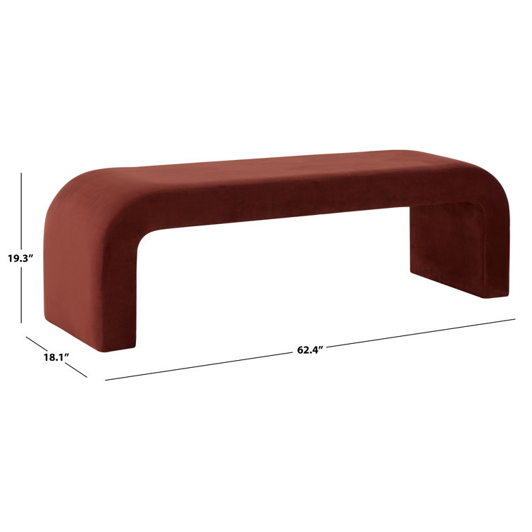 Daine 62" Rust Velvet Upholstered Bench with Sled Legs