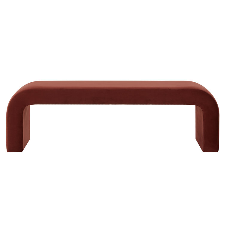 Daine 62" Rust Velvet Upholstered Bench with Sled Legs