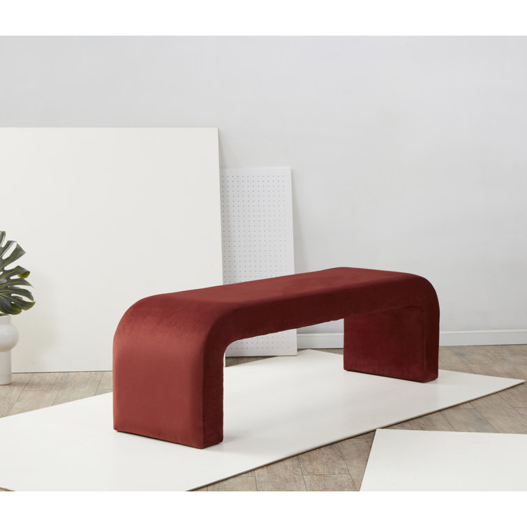 Daine 62" Rust Velvet Upholstered Bench with Sled Legs