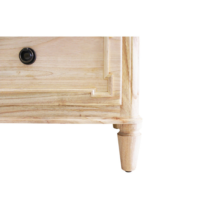 Natural Mindi Wood 3-Drawer Dresser with Applied Mouldings