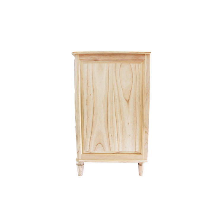 Natural Mindi Wood 3-Drawer Dresser with Applied Mouldings