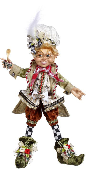 Handmade Spring Kitchen Elfin Figurine in Colorful Attire, 13 Inches