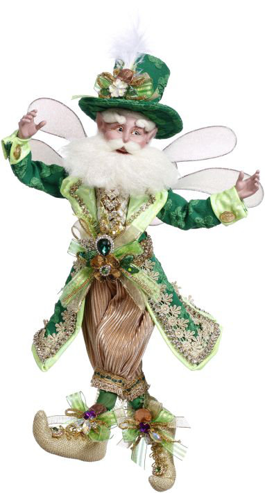 Handmade Medium Green and Gold Leprechaun Fairy Figurine