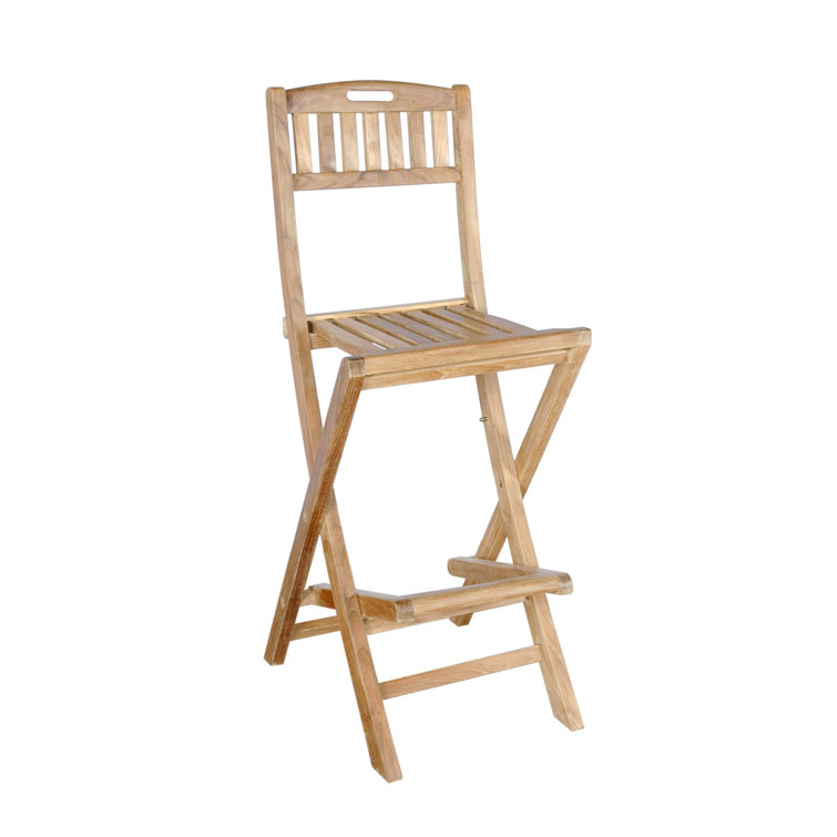 Altavista Teak Folding Outdoor Bar Chair with Cushions