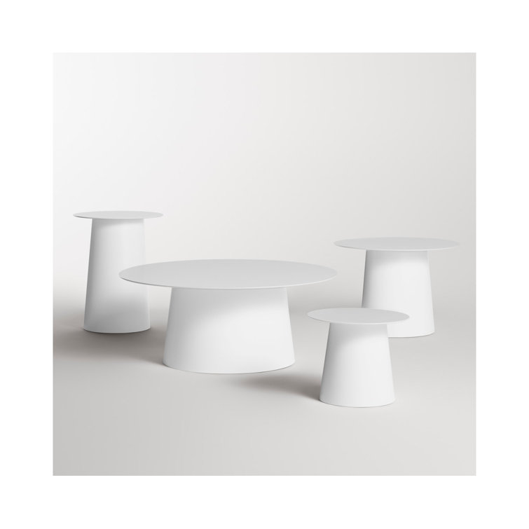White Metal 12" H Circular Side Table