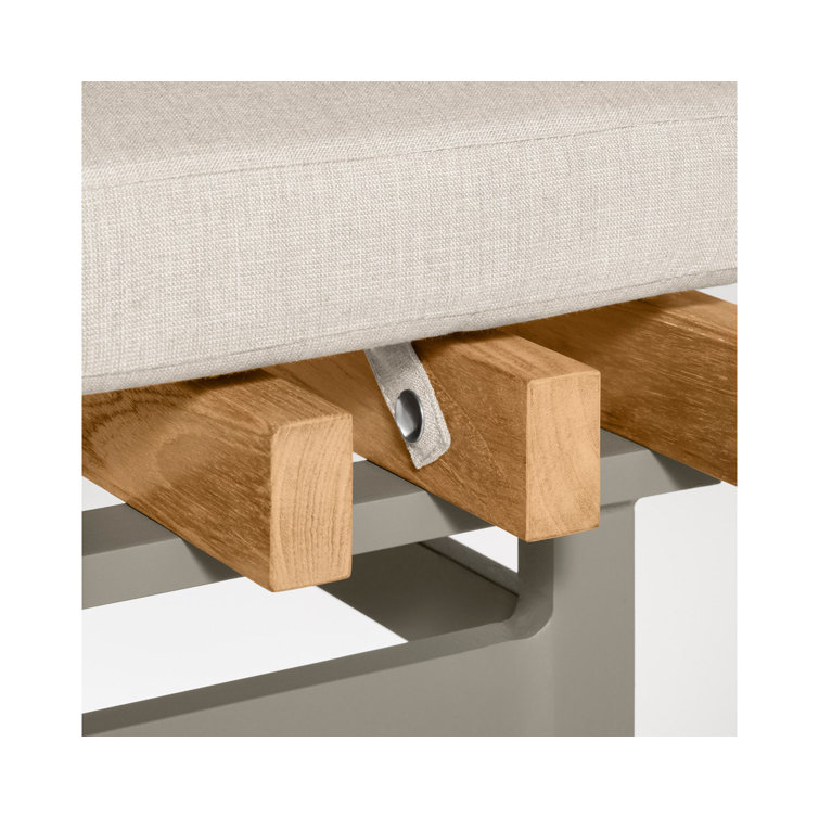 Sunbrella Linen Teak and Aluminum Outdoor Ottoman