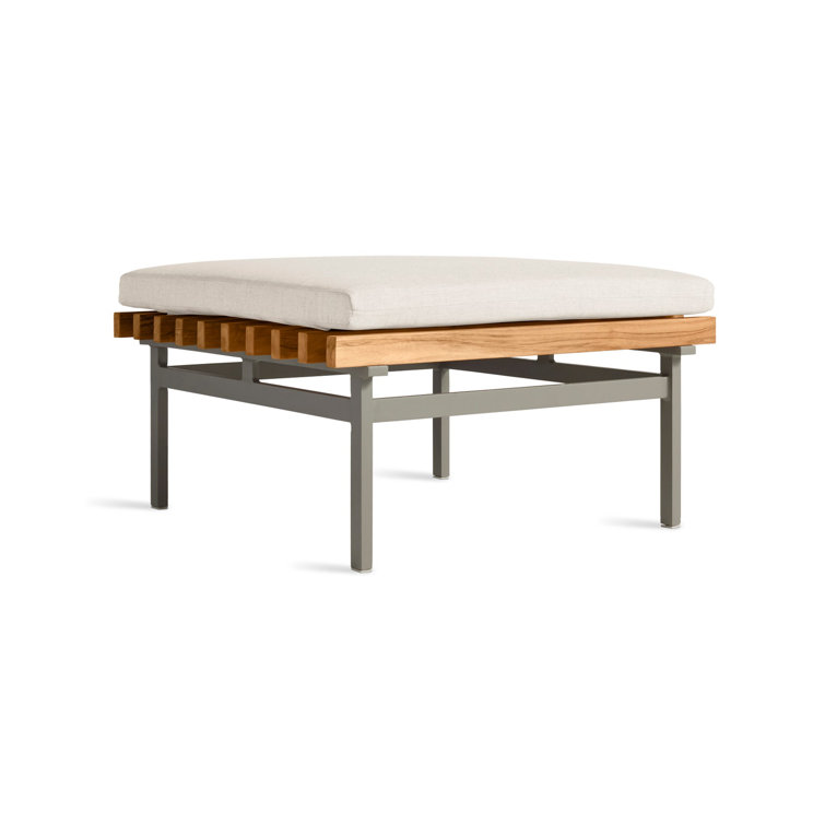Sunbrella Linen Teak and Aluminum Outdoor Ottoman